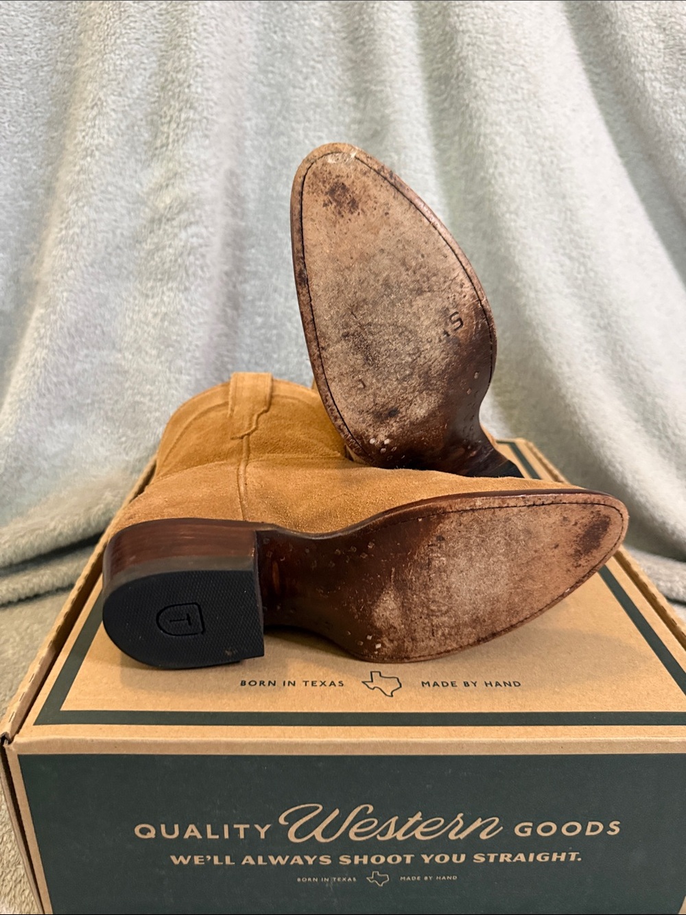 Tecovas 7.5 Tan Suede Western Ankle Boots - Picture 4 of 5